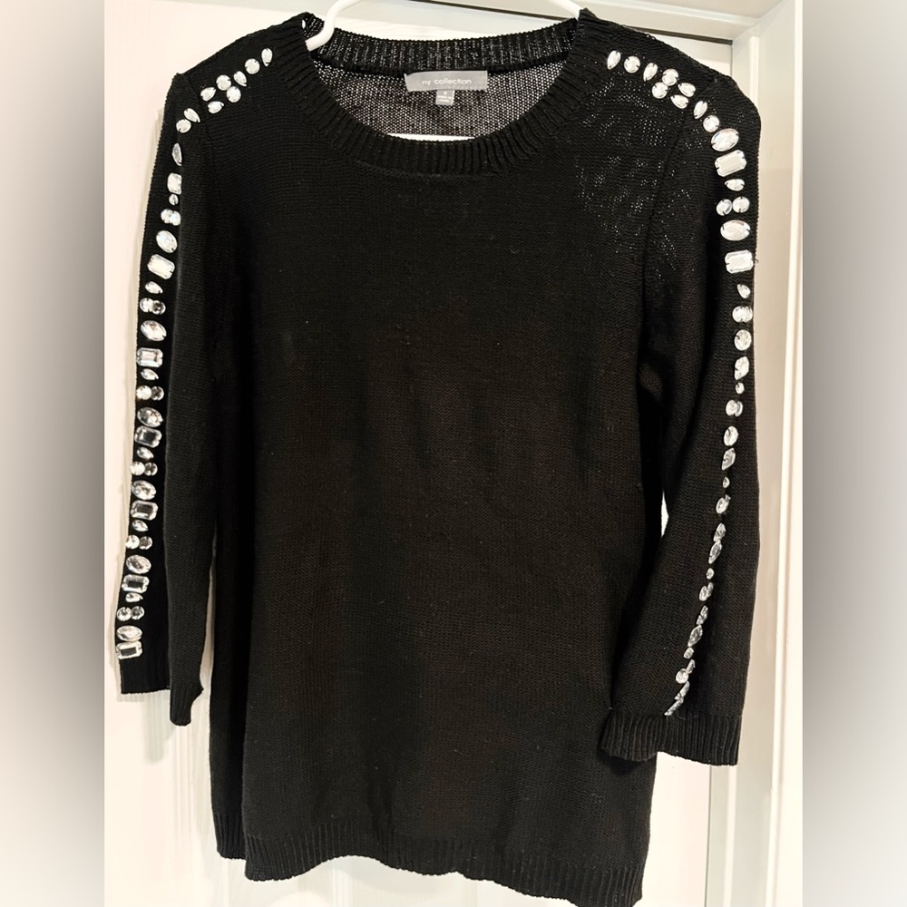 NY Collection Rhinestone Sweater Sz S